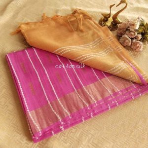 Fuchsia Gold Linen Saree