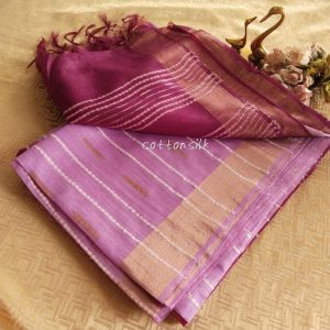 Berry Lilac Linen Saree