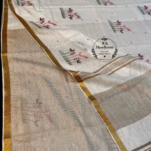 hamdloom pure linen cotton embroidery sarees